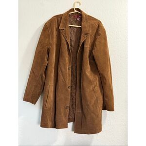Vintage y2k Merona Leather Suede coat duster length XL cowboy western